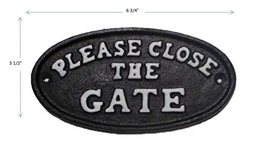 Cast Iron Please Close The Gate Sign Plaque Garden Decor