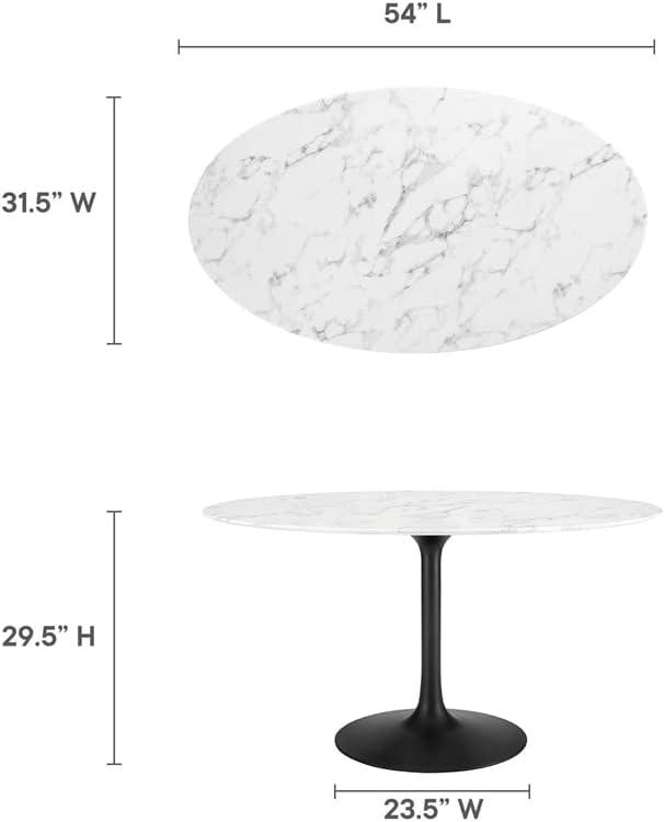 Modway Lippa Oval Artificial Marble Dining Table