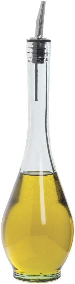 Green Tint Glass Oil Bottle with Stainless Steel Pourer, 16 Oz