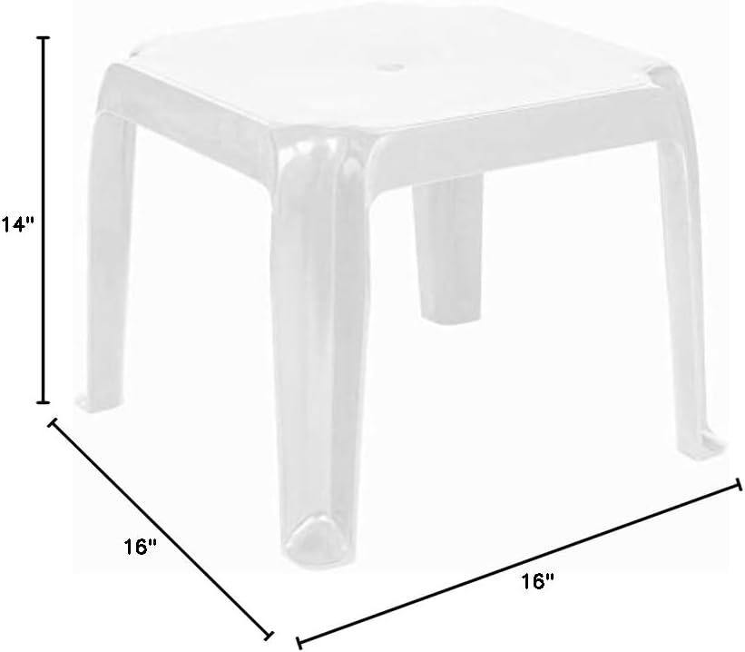White Resin and Rubber Square Outdoor Side Table Set