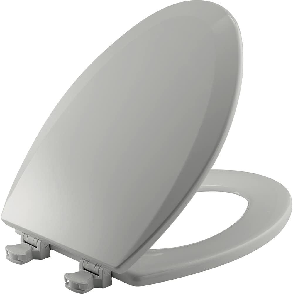 BEMIS 1500EC 062 Toilet Seat with Easy Clean & Change Hinges, ELONGATED, Durable Enameled Wood, Ice Grey