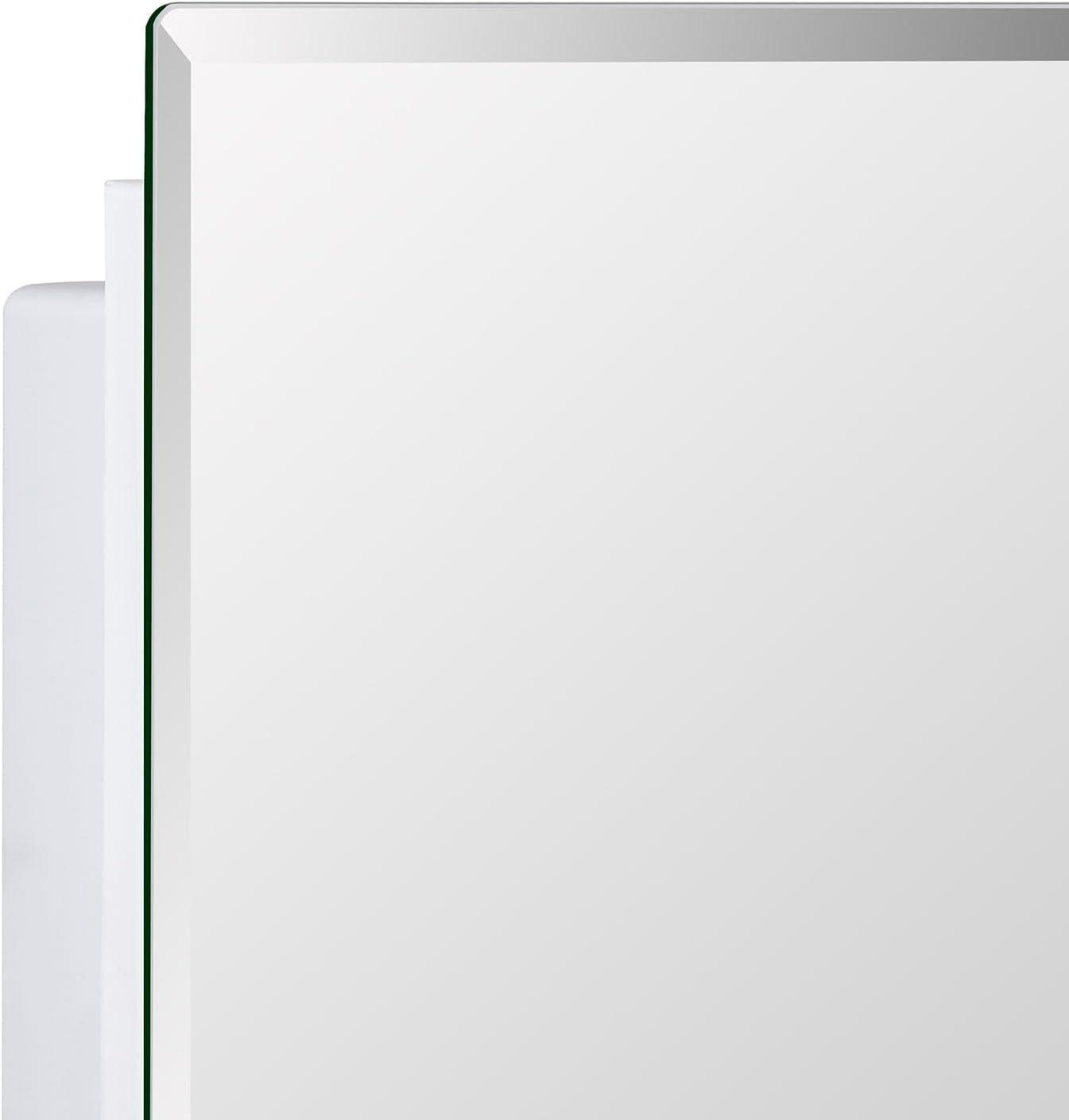 Plastic Medicine Mirror Cabinet for Bathroom 16 x 20 inch, Surface and Recessed Mount