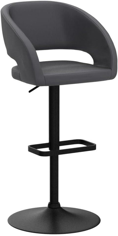 Gray Adjustable Swivel Barstool with Wood and Metal Base