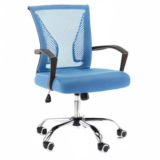 Modern Home Zuna Mid-Back Office Task Chair - Ergonomic Back Supporting Mesh Back Desk Chair (Black/Aqua)