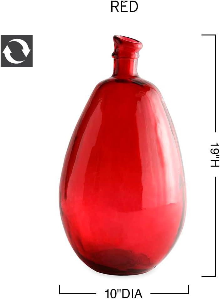 VivaTerra Recycled Tall Glass Balloon Vase – Handblown Glass Vases for Centerpieces – Unique Organic Shape in a Delicate Aqua Color – Sustainable and Unique Home Decor (19" H x 10" Dia.)