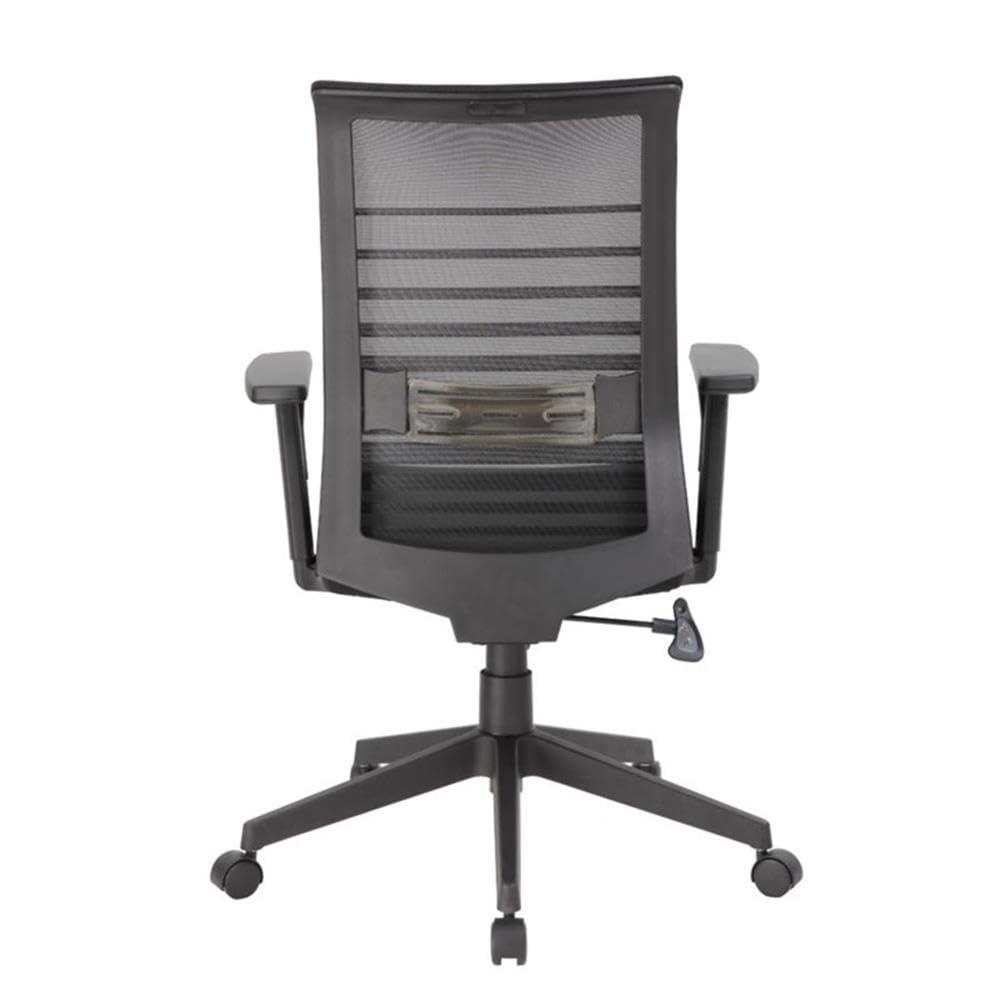 Linear Mesh Task Chair Black - Boss Office Products: Synchro-Tilt, Adjustable Arms, 275lbs Capacity