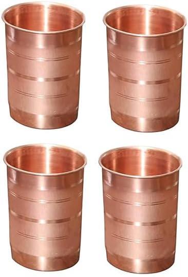 Drinking Glass Copper Glass 100% Pure Copper Tumbler Health Healing Set of 4 300ml