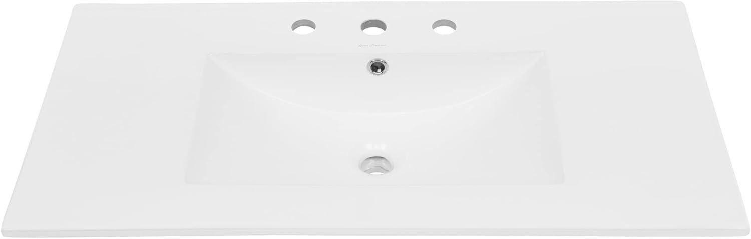 Swiss Madison 36" Zero Hole Vanity Sink Top In Glossy White