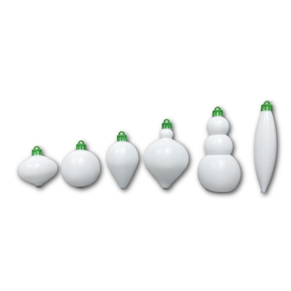 Shatterproof White Plastic Christmas Ornament Set