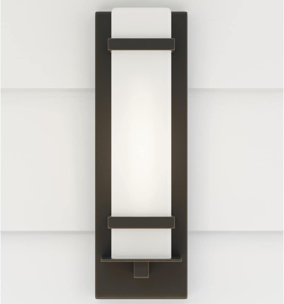 Antique Bronze 14" Etched Opal Glass Outdoor Wall Sconce