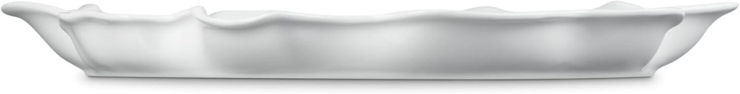 White Ceramic Ruffled Edge Serving Platter, 14"