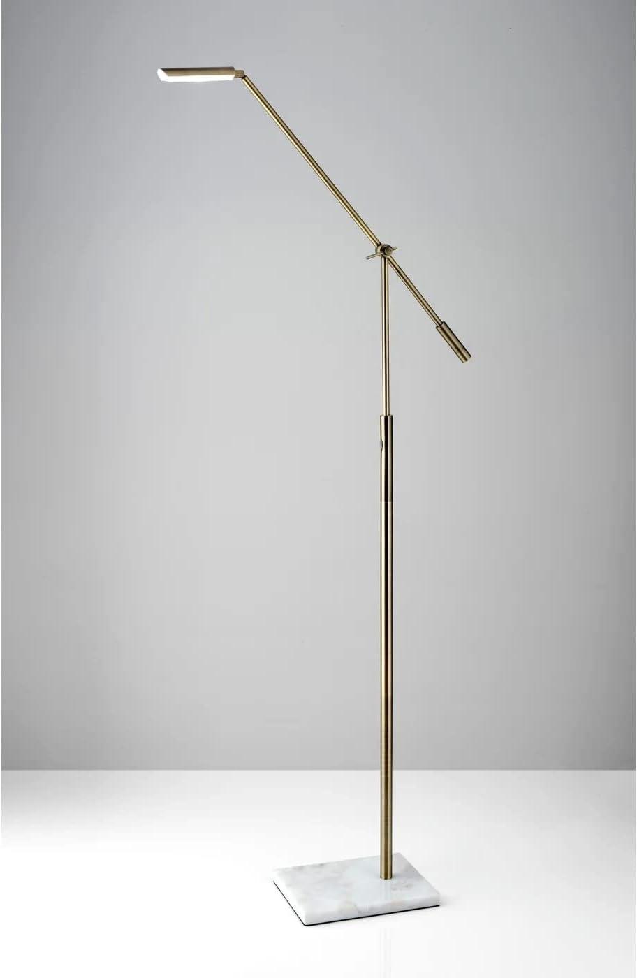 LED Vera Floor Lamp Antique Brass with Marble Base & Touch Dimmer Includes LED Bulb - Adesso