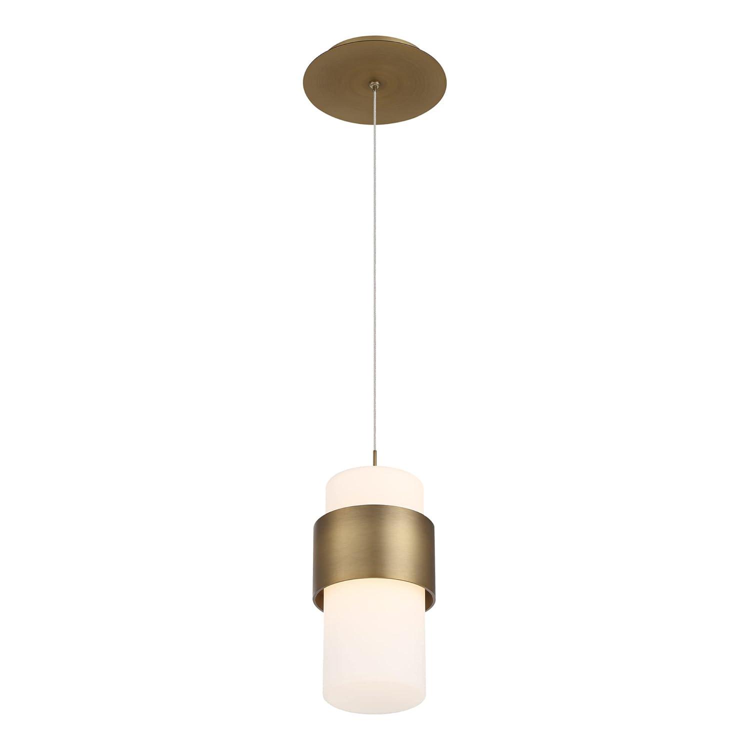 WAC Lighting Banded 9" LED 3000K Mid-Century Aluminum Pendant in Aged Brass