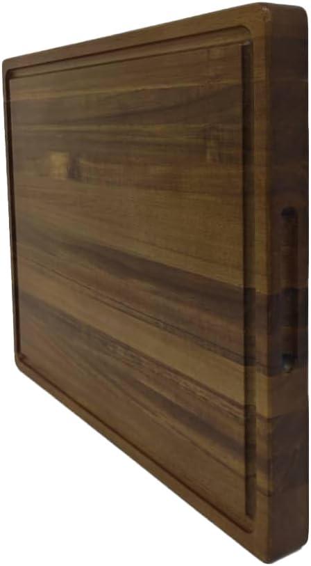 JIG JAG Solid Acasia Wood Butcher Block with Juice Grooves, 19.69" x 15.75" x 1.5"