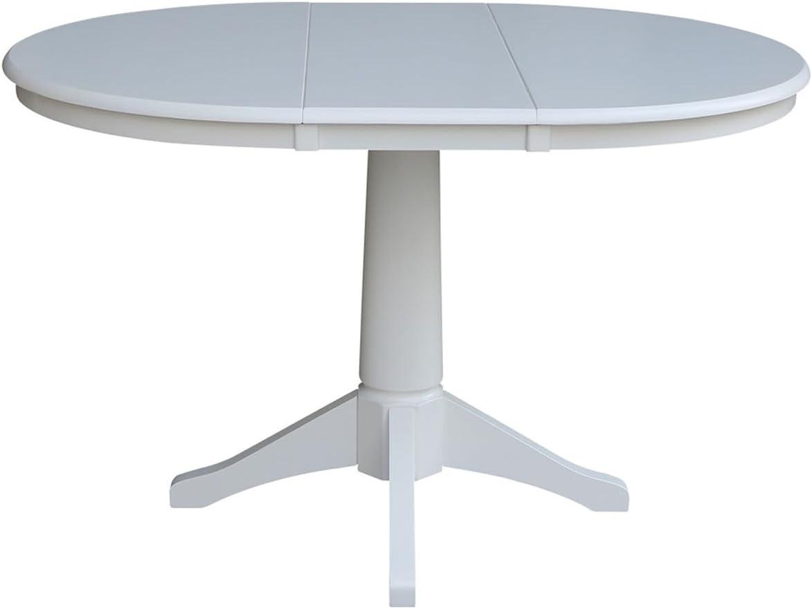 Elegant French Country 36" Round White Wood Extendable Dining Table