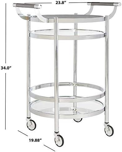 Sienna 2 Tier Round Bar Cart - BCT8001C - Chrome/Glass - Safavieh