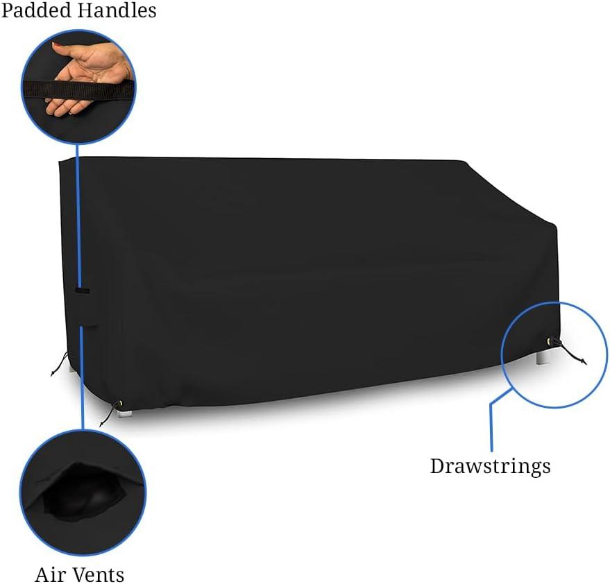 Black Waterproof PVC Outdoor Loveseat Sofa Cover with Drawstring