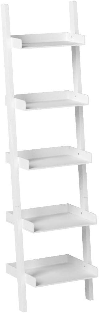 Hadfield 5-Tier White Ladder-Style Leaning Wall Shelf