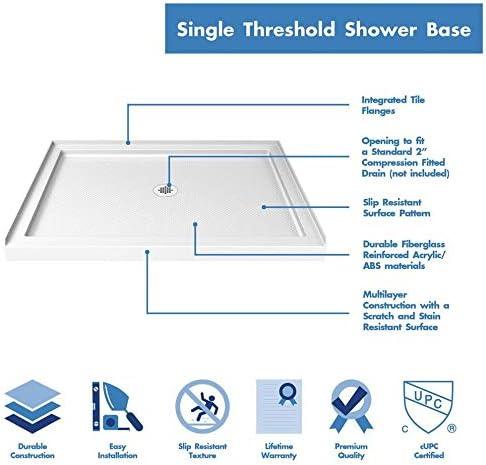 Qwall 48" W x 32" D x 76.75" H Framed Rectangle Shower Stall with Base Included