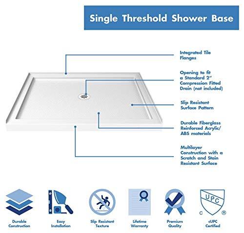 Qwall 48" W x 32" D x 76.75" H Framed Rectangle Shower Stall with Base Included