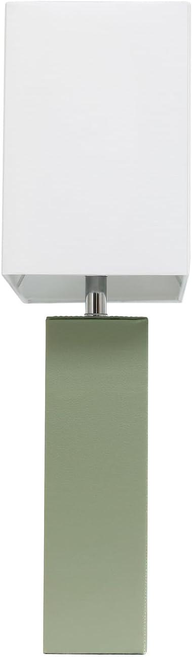 Sage Green Rectangular MDF Bedside Lamp with White Cotton Shade