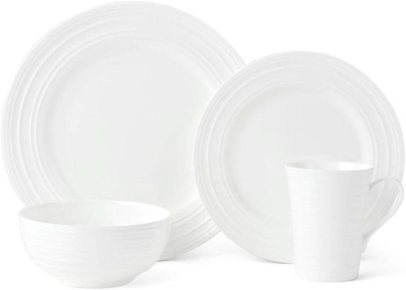 Ciara White Porcelain 16-Piece Dinnerware Set, Service for 4