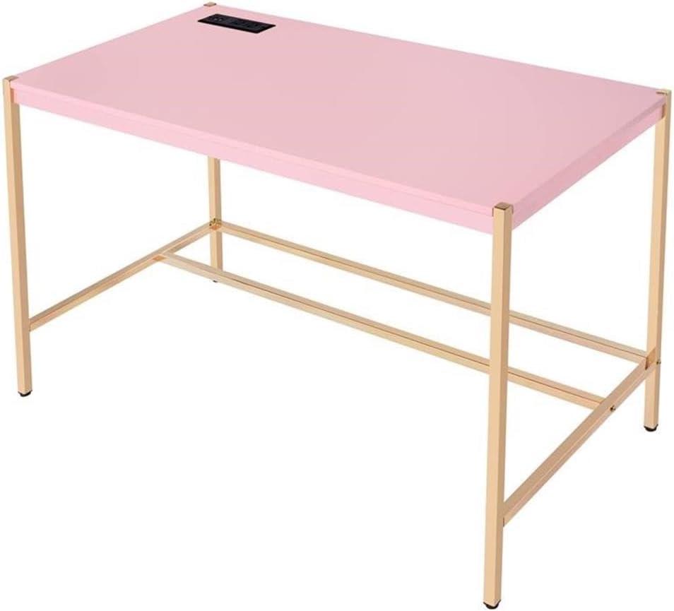 ACME Midriaks Writing Desk with USB Port in Pink and Gold