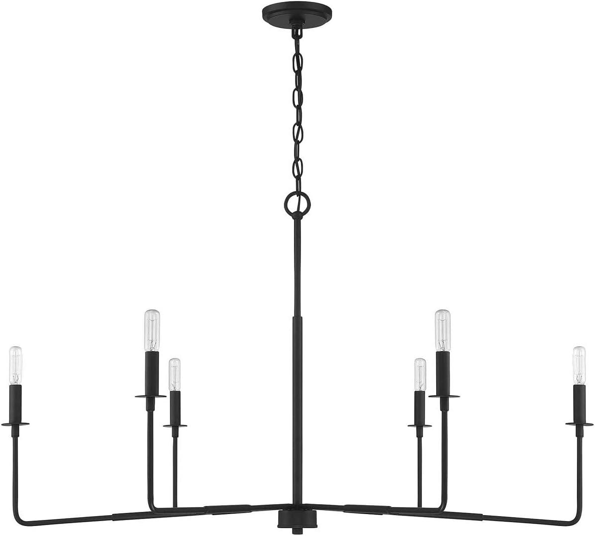 Salerno Matte Black Rustic 6-Light Chandelier (42" W x 25" H)