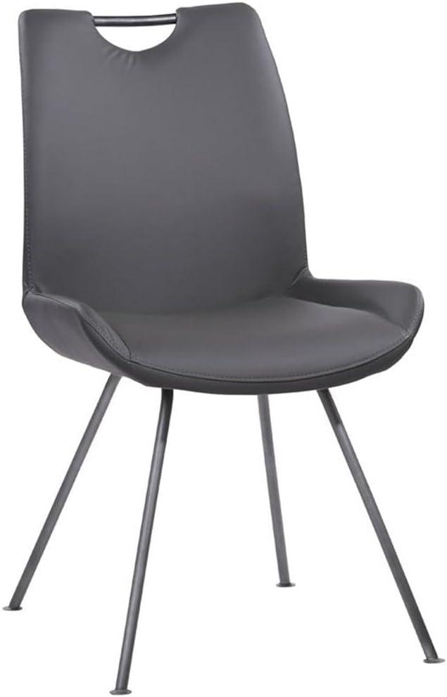 Armen Living Set of 2 Coronado Contemporary Dining Chair Gray: Faux Leather Upholstery, Metal Frame, Foam Fill