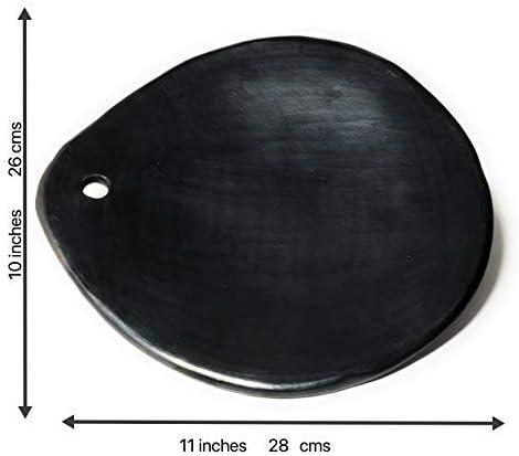 Comal for Tortillas 10 Inches Cayana Grill Griddle Pan Black Clay, 100% Handcraft Organic Cookware and Tableware Enhance Food Flavor and Take Care of our Planet