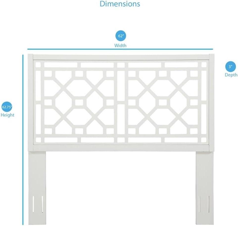 Comfort Pointe Full/Queen Thomas Headboard White: Chippendale Style, Poplar Wood, Painted Finish, Adjustable Height
