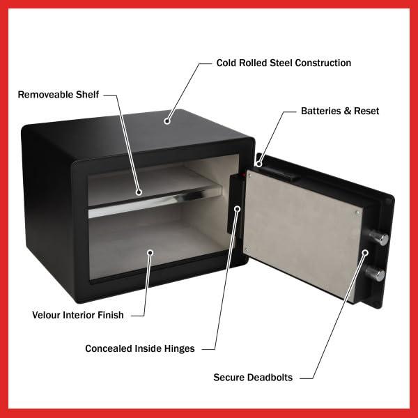 Stalwart Fingerprint Biometric Safe Lockbox, Black