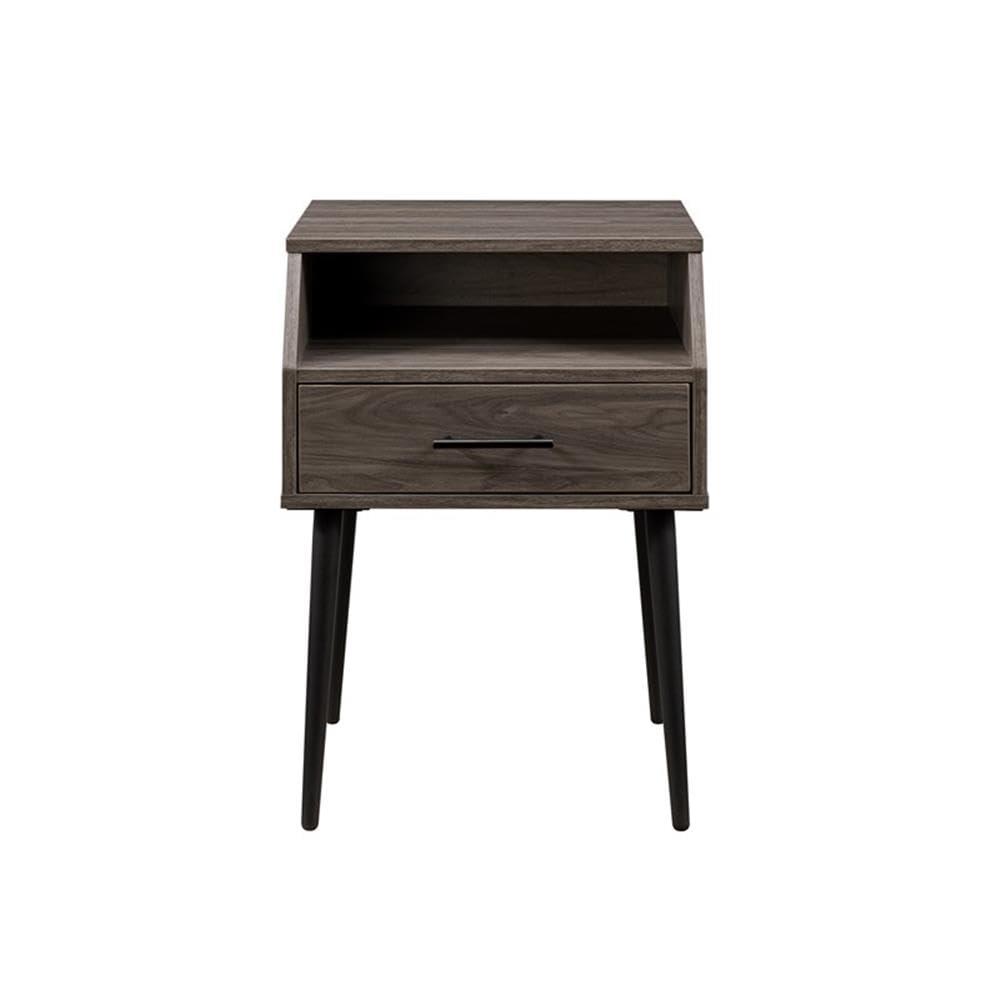 42" 2-Drawer Wood Coffee Table with Hairpin Legs - Dark Walnut/ Black