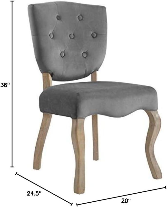 Modway Array Vintage French Performance Velvet Dining Side Chair Gray