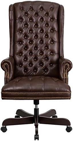 Brown Leather High Back Swivel Executive Chair