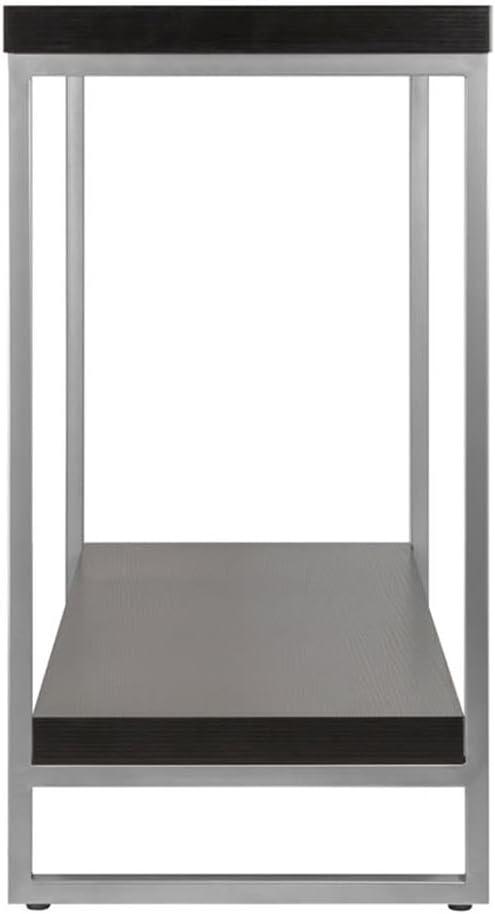Jared Console Table, Enamel Steel Tube - Dark Espresso - Winsome: Entryway Accent, Bottom Shelf Storage