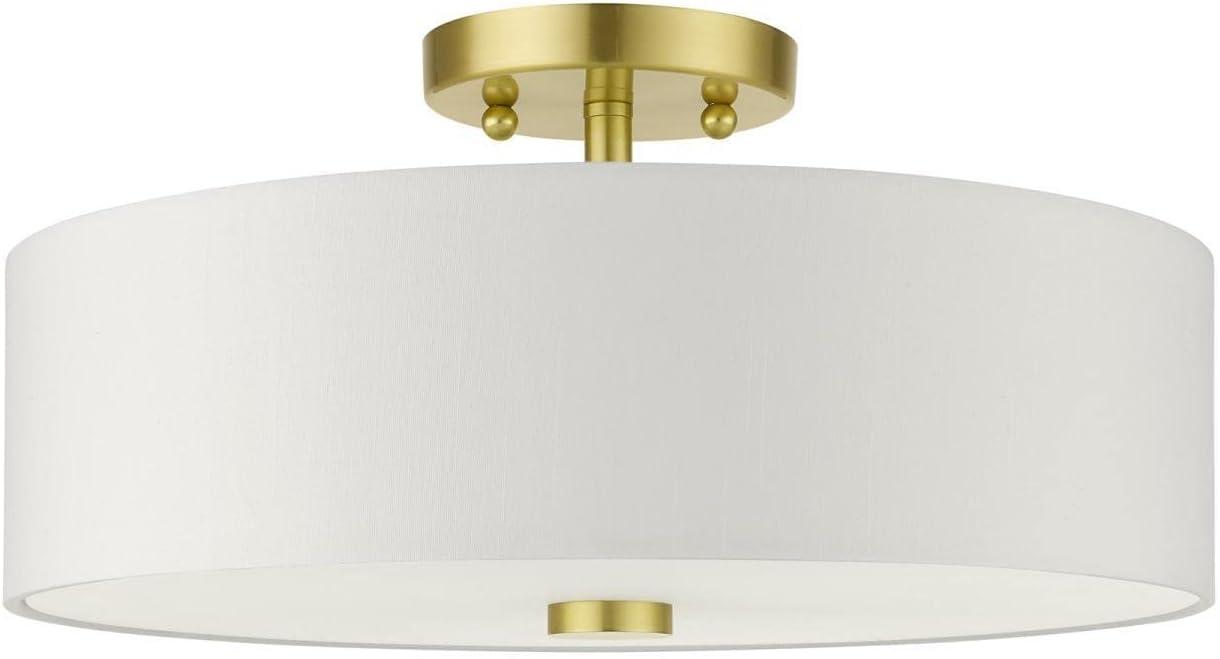 Livex Lighting Meridian 3 - Light Semi-Flush Mount in  Satin Brass