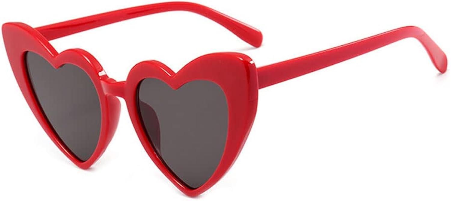 LINASHI Fashionable Sunglasses Vintage Heart Shaped Sunglasses with High Translucency Lens Trendy Retro Decorative Sun Glasses for Women Heart-shaped