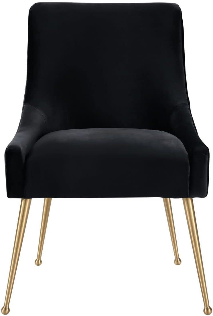 TOV Furniture Beatrix Black Velvet Side Chair with Gold Legs