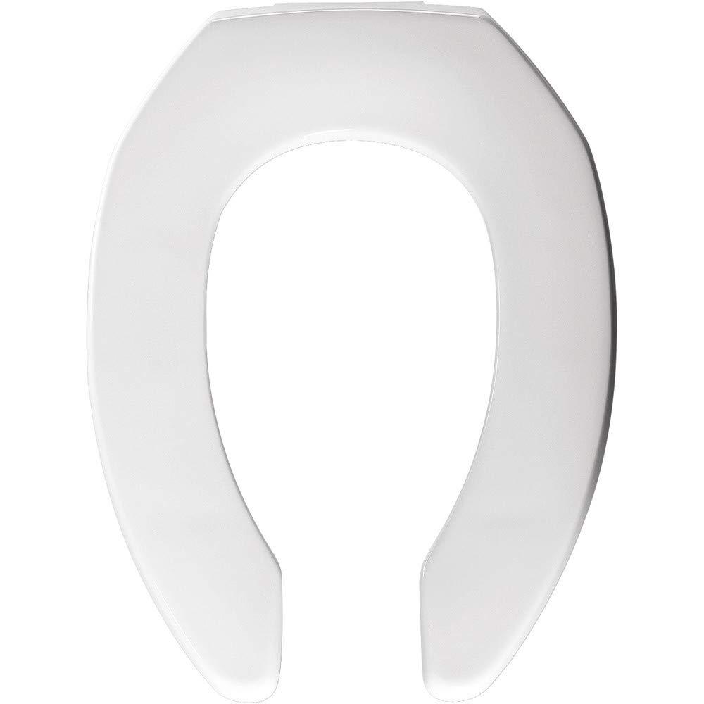Commercial Heavy Duty Open Front Toilet Seat, Slow Close, Never Loosens, ELONGATED, Plastic, White