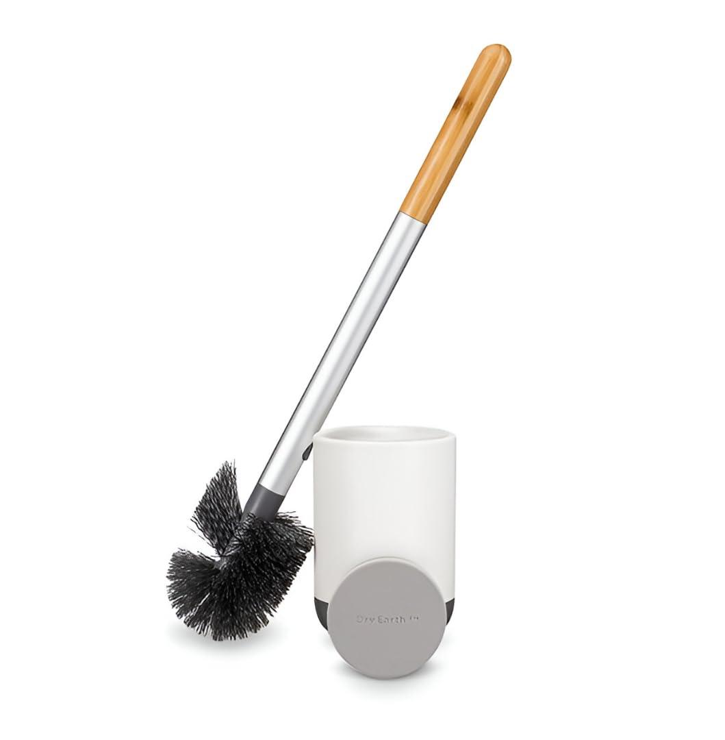 Full Circle Scrub Queen Toilet Brush with Replaceable Head - Ceramic Base with Dry Earth Absorbent Disk