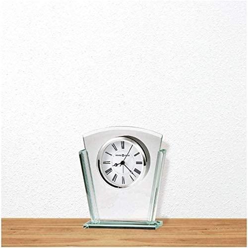 Howard Miller® Granby Modern & Contemporary Roman Numeral Glass Quartz Movement / Crystal Tabletop Clock with Alarm in Polished Silver/White/Black