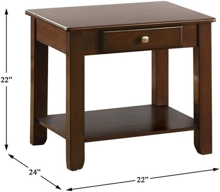 Lexicon Ballwin Wood 1 Drawer End Table in Dark Cherry