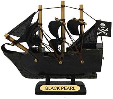 Handcrafted Model Ships Black-Pearl-4 4 in. Pearl Pirates of the Caribbean Pirate Ship Model, Black
