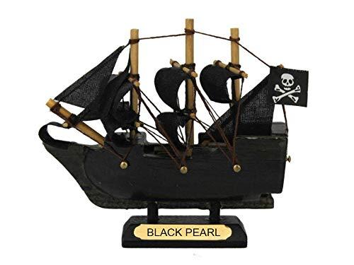Handcrafted Model Ships Black-Pearl-4 4 in. Pearl Pirates of the Caribbean Pirate Ship Model, Black