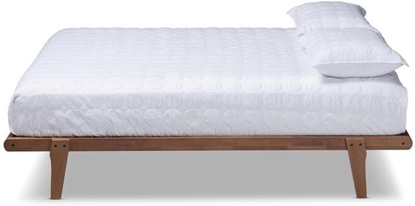 Queen Kaia Finished Wood Platform Bed Frame Brown - Baxton Studio: Rubberwood, Mid-Century Design, No Box Spring Required