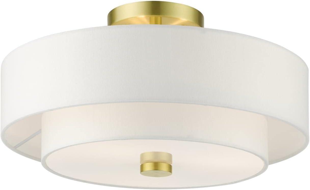 Livex Lighting Meridian 3 - Light Semi-Flush Mount in  Satin Brass