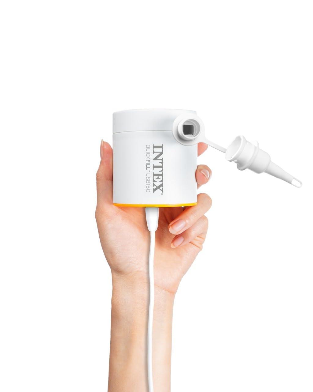 Intex: Quick-Fill Electric Air Pump - USB150 - Inflate Mattress-Floats, 2 Interconnecting Nozzles, 8.5' USB-C Power Cord, 150 L/Min, 0.43 psi, 66616E