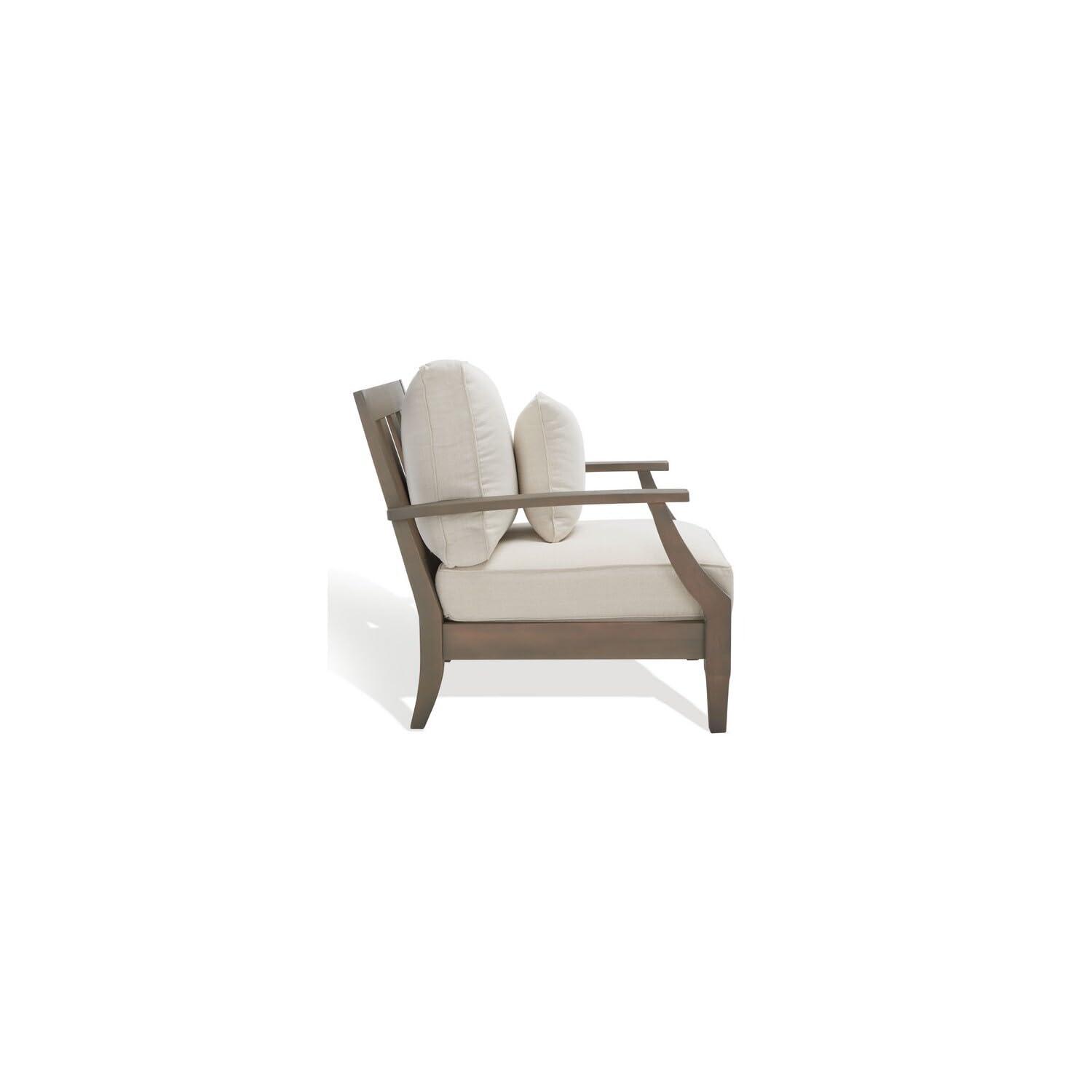 SAFAVIEH Couture Martinique Coastal Eucalyptus Wood Solid Armchair, Natural/Grey