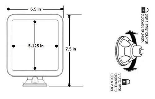Square LED Lighted 10X Magnifying Makeup Mirror, Power Locking Suction Cup, Bright Diffused Light And 360 Degree Rotating Adjustable Arm, Portable Cordless Home And Travel Bathroom Vanity Mirror